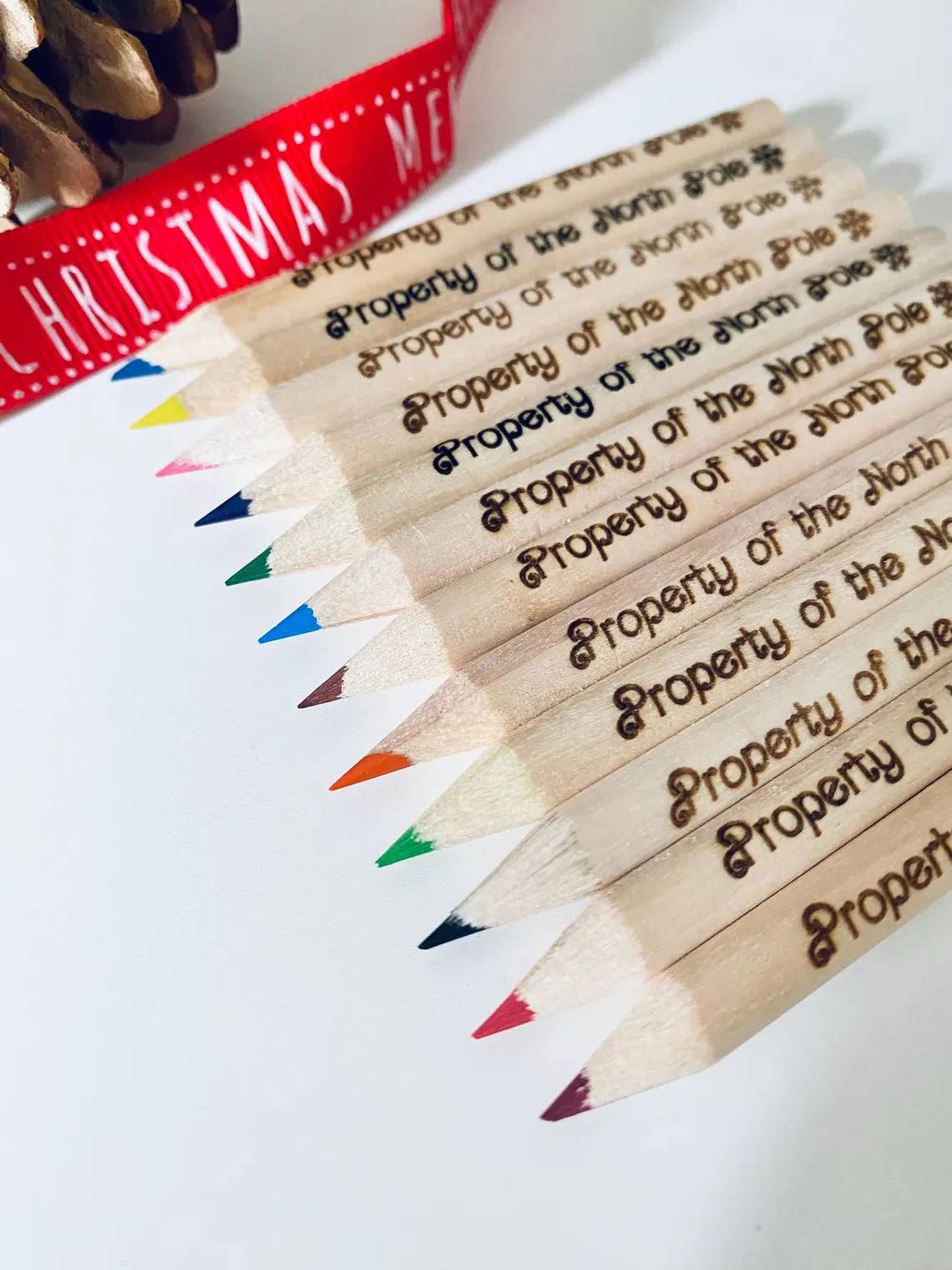 Santa's Colouring Pencils - Property Of The North Pole - Stocking Filler Idea - Laser Engraved