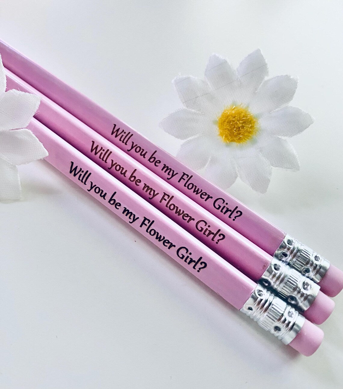 Will You Be My Bridesmaid - Flower Girl - Page Boy Triangle Pencil - Laser engraved - Wedding Favour