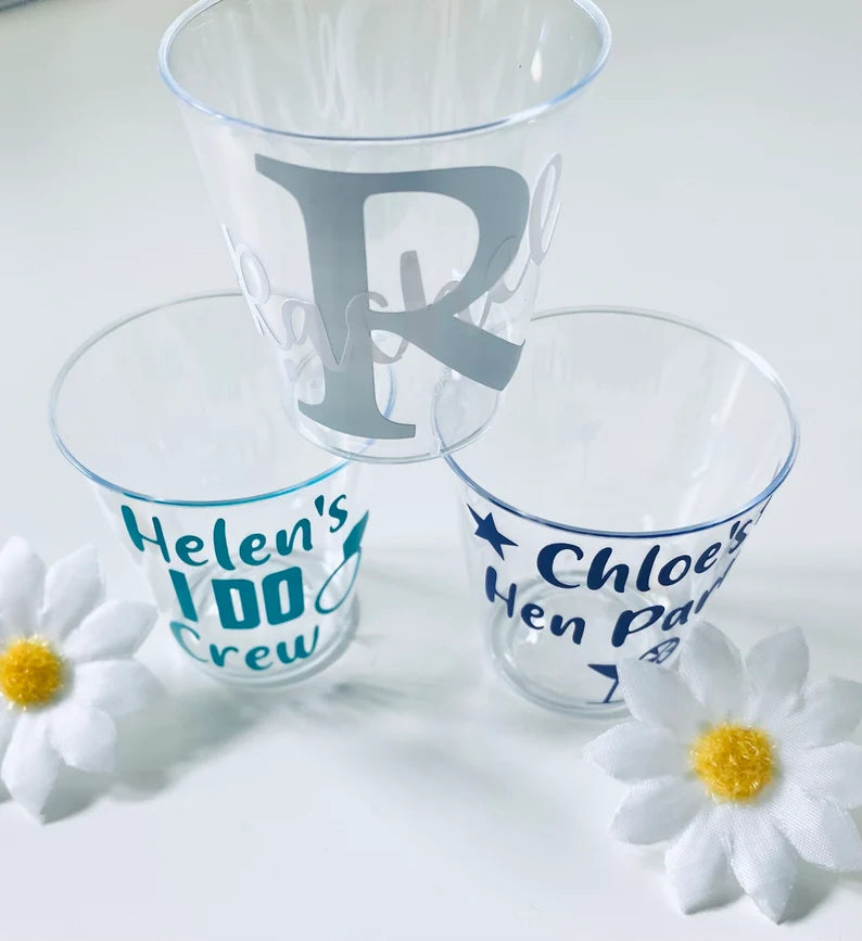 Personalised Hen Party Plastic Shot Glasses - Bride to be - Hen do Favours