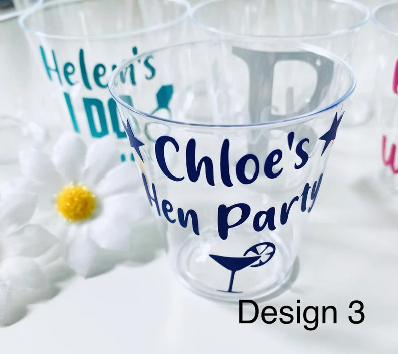 Personalised Hen Party Plastic Shot Glasses - Bride to be - Hen do Favours