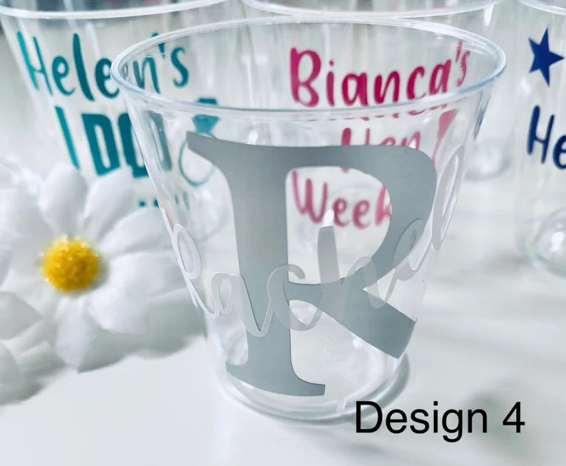 Personalised Hen Party Plastic Shot Glasses - Bride to be - Hen do Favours