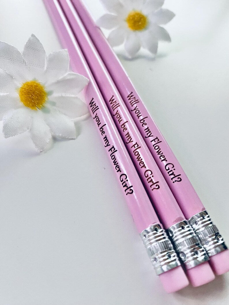 Will You Be My Bridesmaid - Flower Girl - Page Boy Triangle Pencil - Laser engraved - Wedding Favour