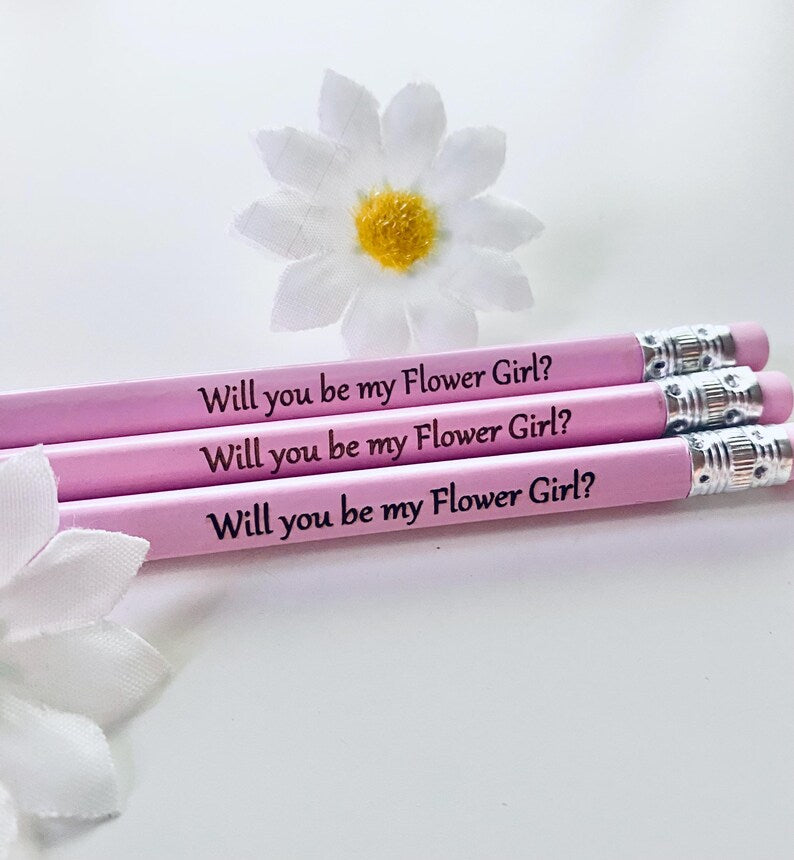 Will You Be My Bridesmaid - Flower Girl - Page Boy Triangle Pencil - Laser engraved - Wedding Favour