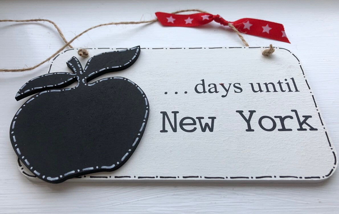 Wooden New York Holiday Countdown  Plaque