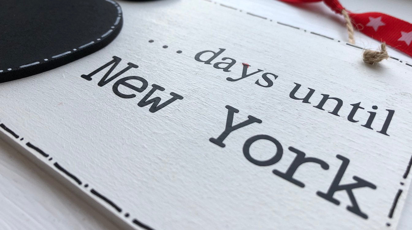 Wooden New York Holiday Countdown  Plaque