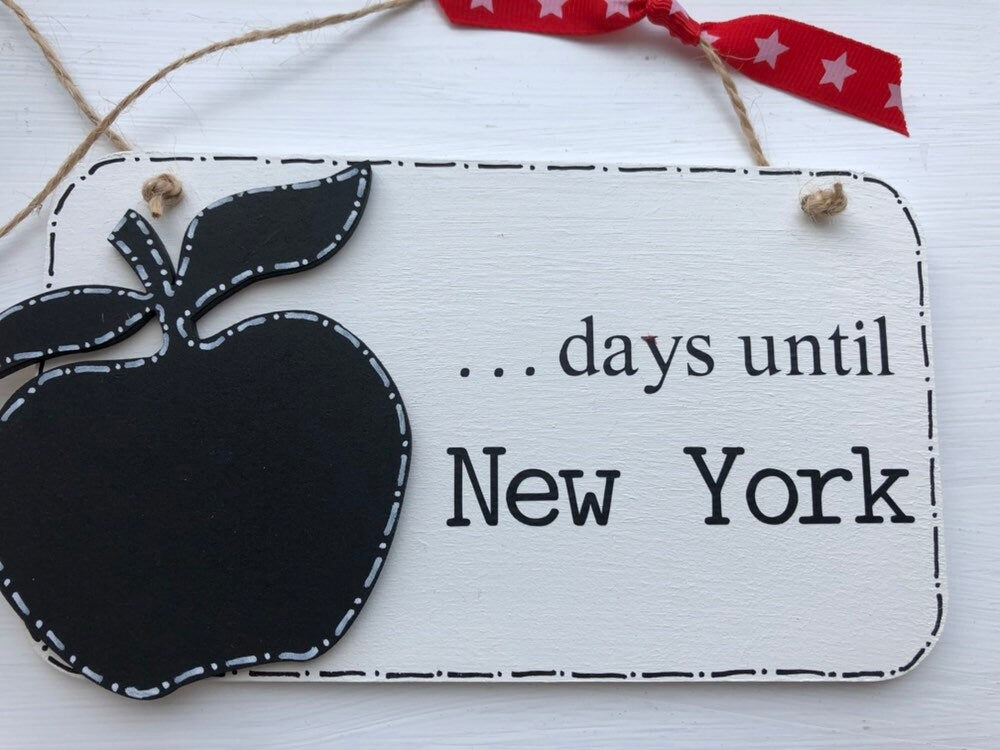 Wooden New York Holiday Countdown  Plaque