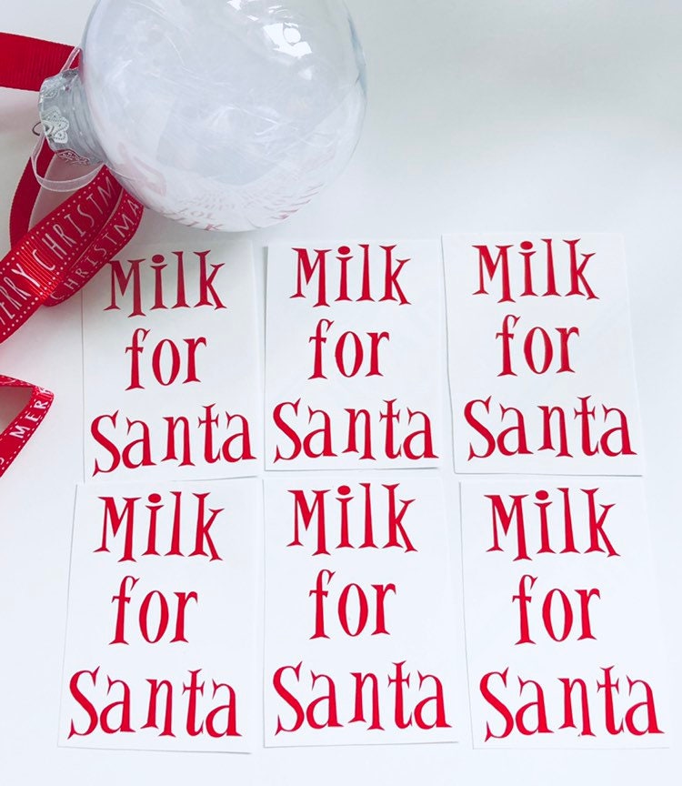 Milk For Santa Vinyl Decal Sticker Pk of 6