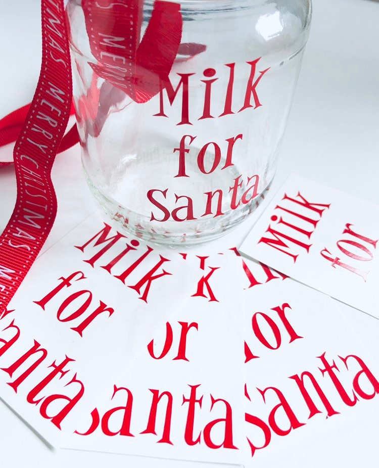 Milk For Santa Vinyl Decal Sticker Pk of 6