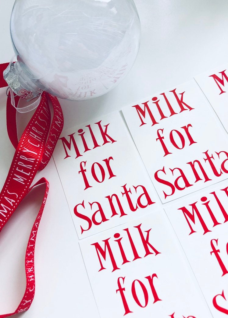 Milk For Santa Vinyl Decal Sticker Pk of 6