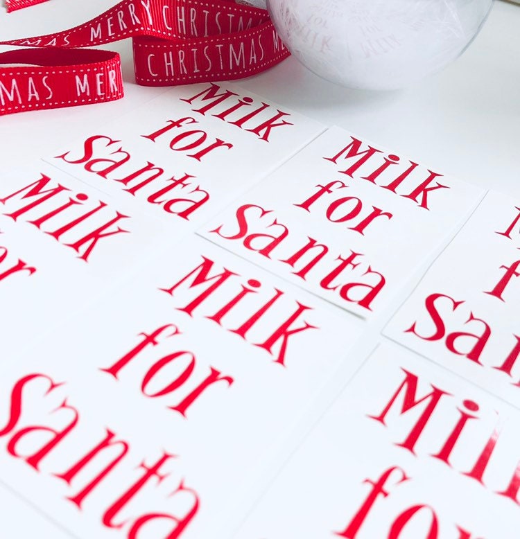 Milk For Santa Vinyl Decal Sticker Pk of 6