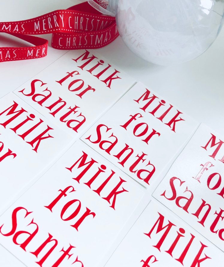 Milk For Santa Vinyl Decal Sticker Pk of 6