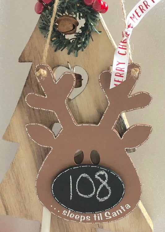 Wooden Reindeer Christmas Countdown Plaque