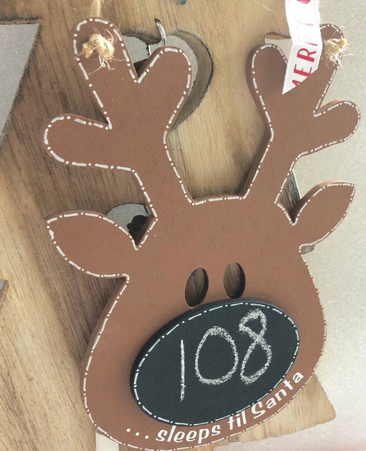 Wooden Reindeer Christmas Countdown Plaque