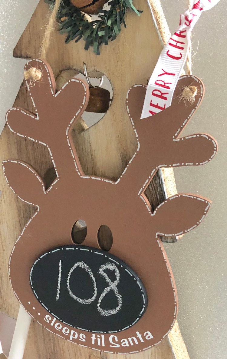 Wooden Reindeer Christmas Countdown Plaque