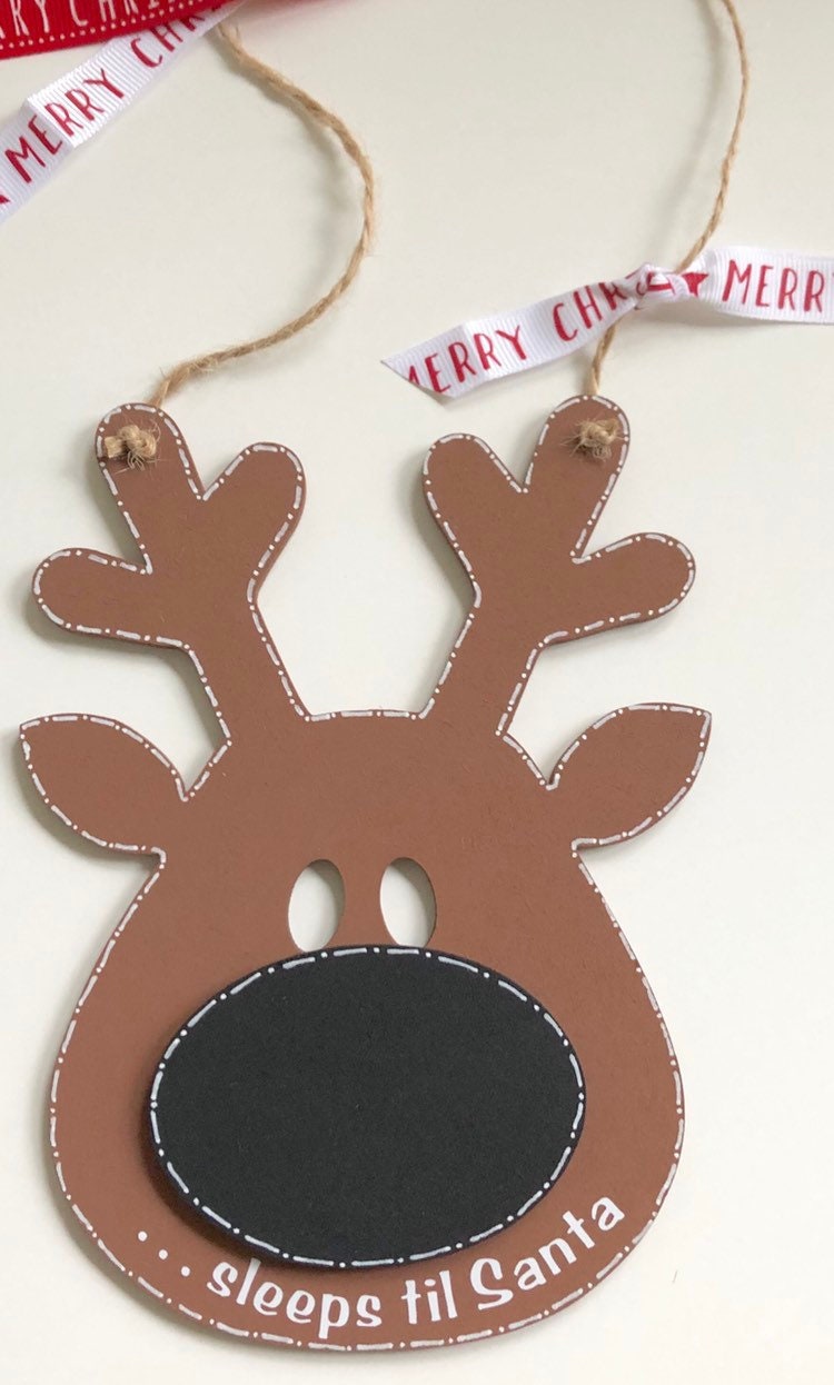 Wooden Reindeer Christmas Countdown Plaque