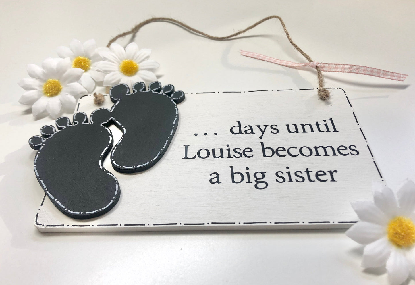 Personalised Wooden Brother/Sister Baby Countdown Plaque