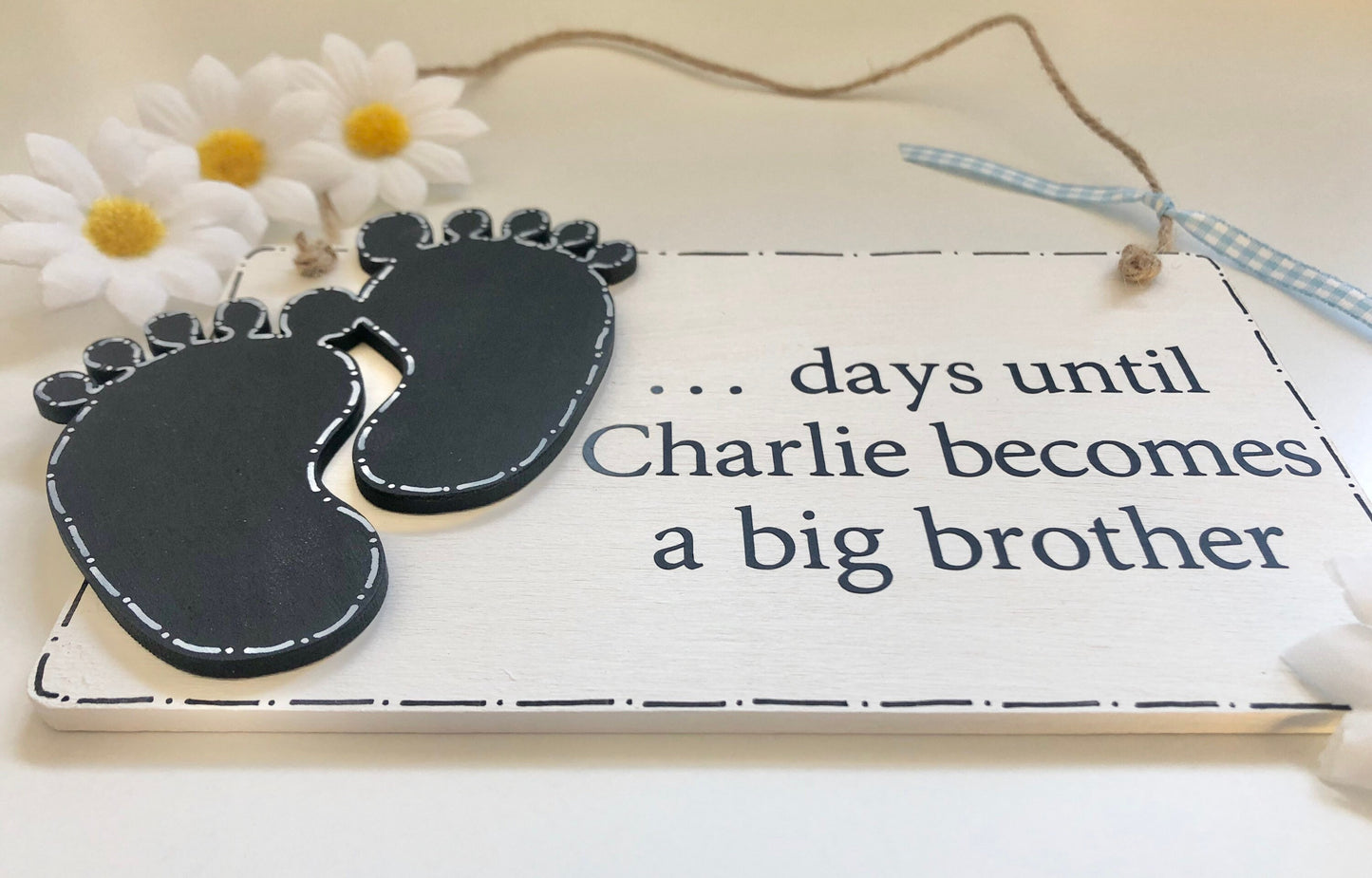 Personalised Wooden Brother/Sister Baby Countdown Plaque