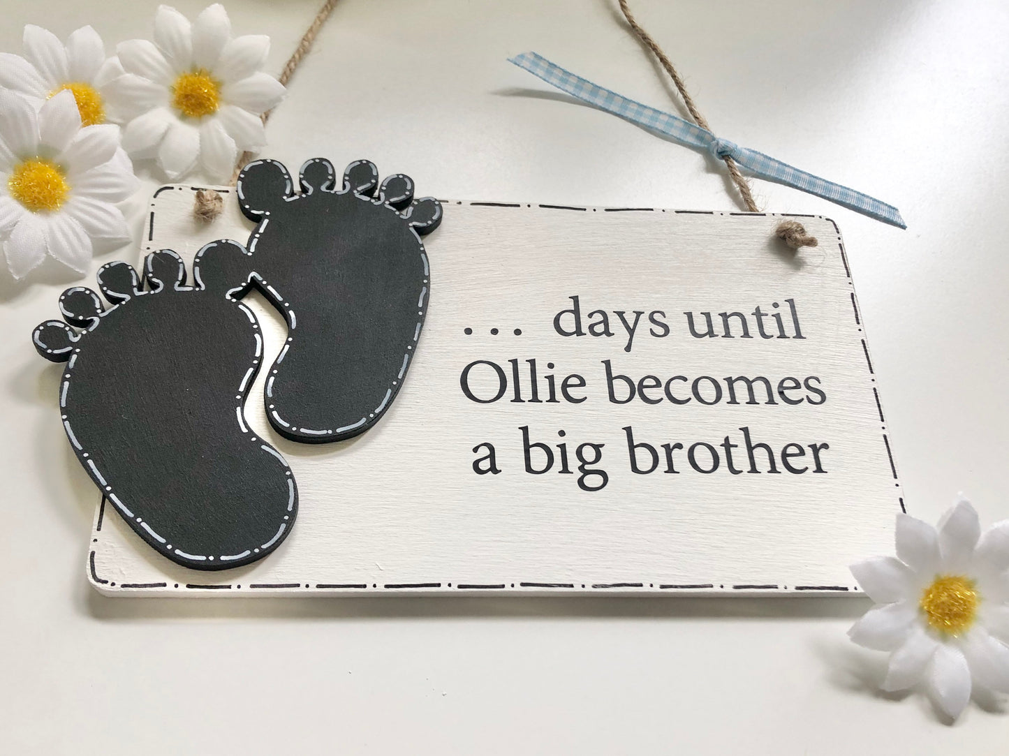 Personalised Wooden Brother/Sister Baby Countdown Plaque