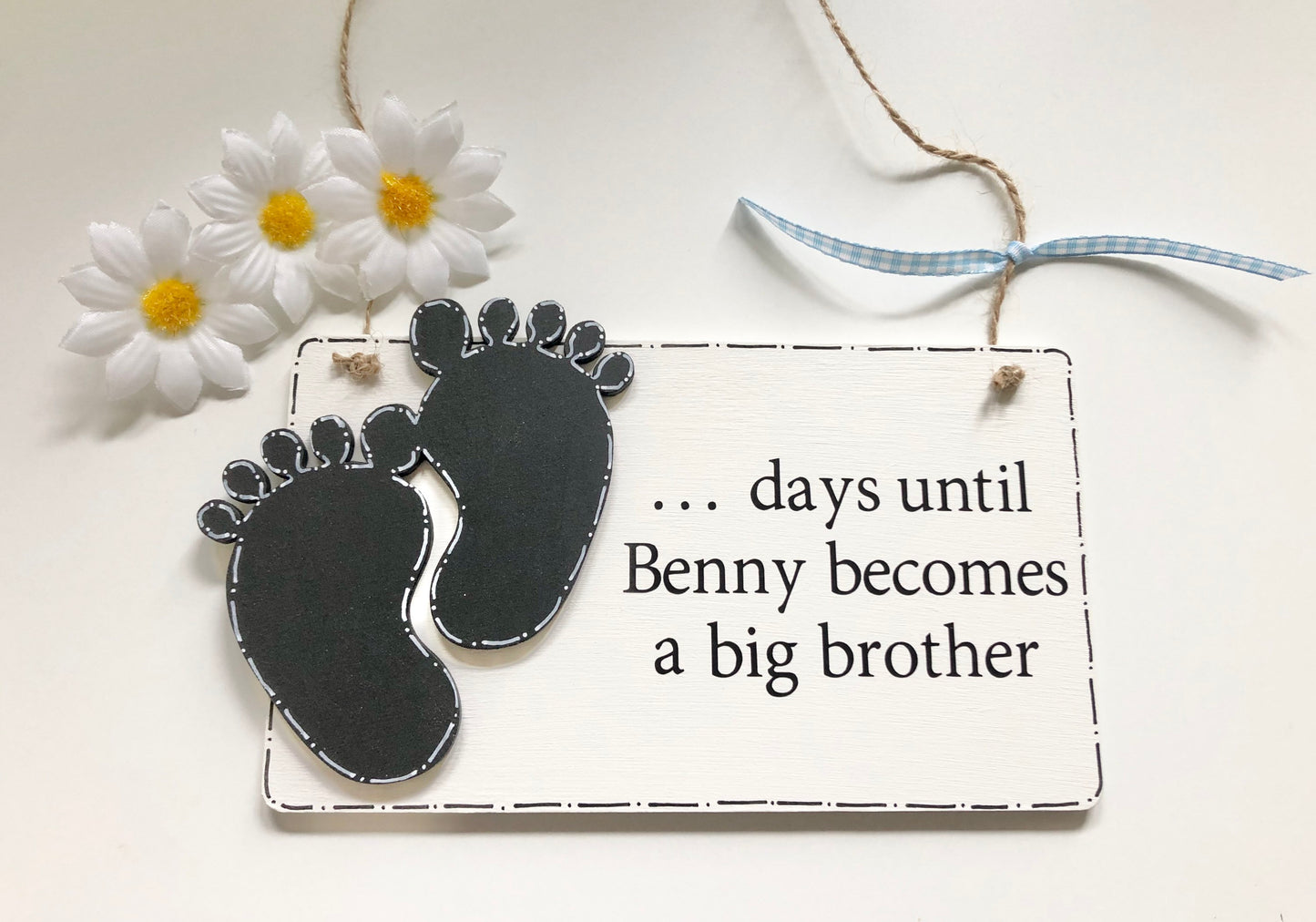 Personalised Wooden Brother/Sister Baby Countdown Plaque