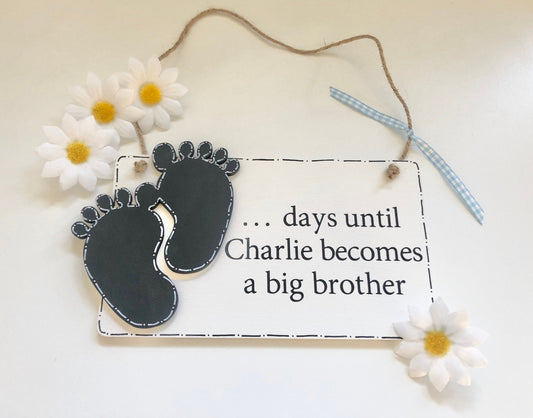 Personalised Wooden Brother/Sister Baby Countdown Plaque