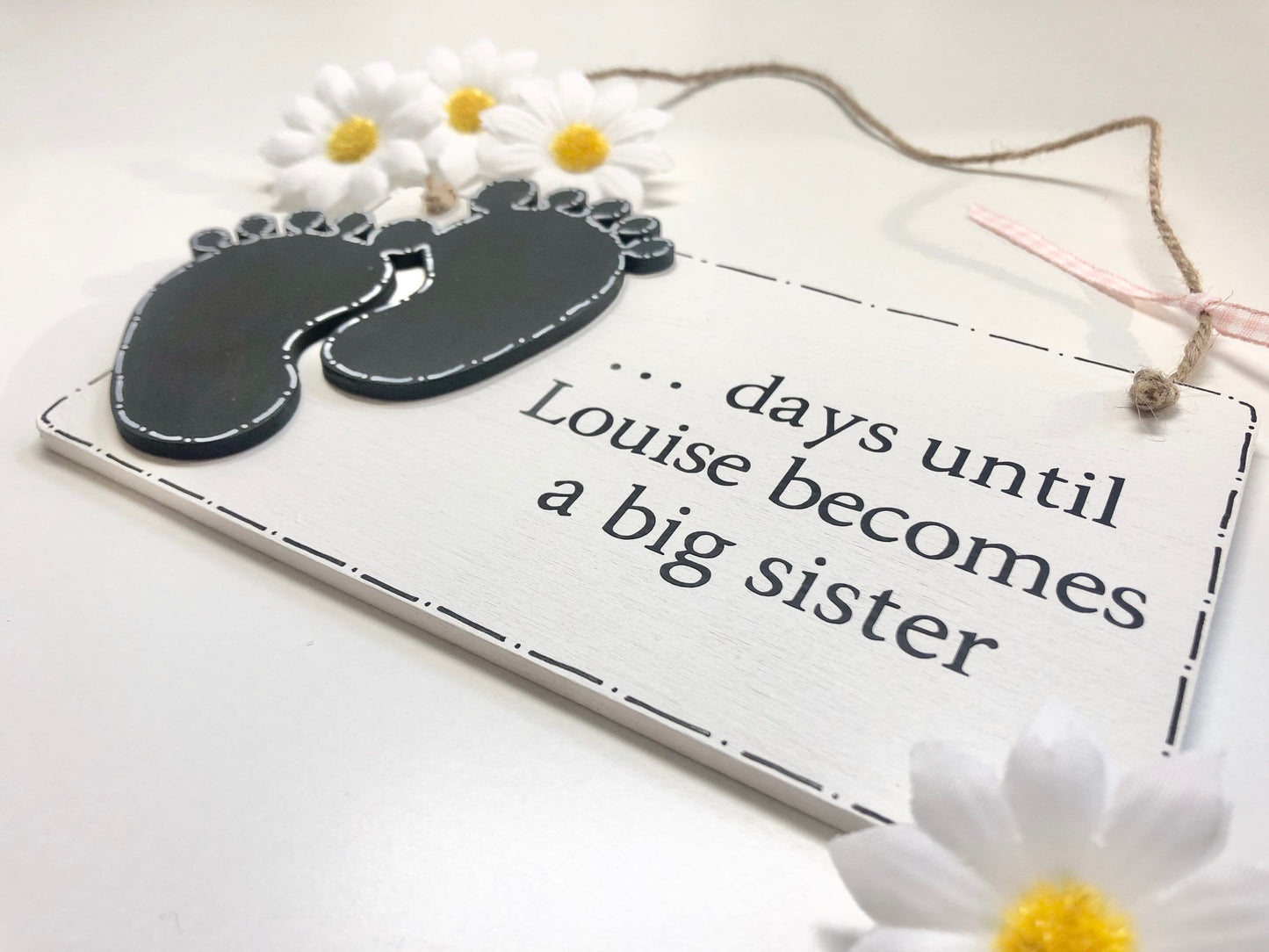 Personalised Wooden Brother/Sister Baby Countdown Plaque