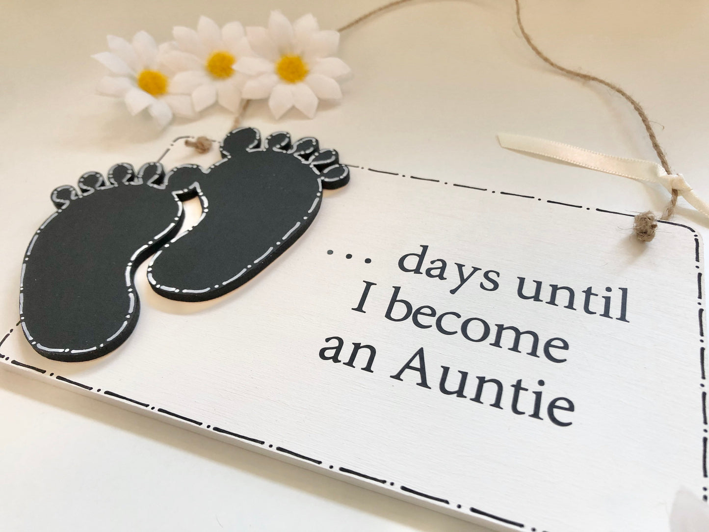 Wooden Days Until I Become An  Auntie Aunty Baby Countdown Plaque