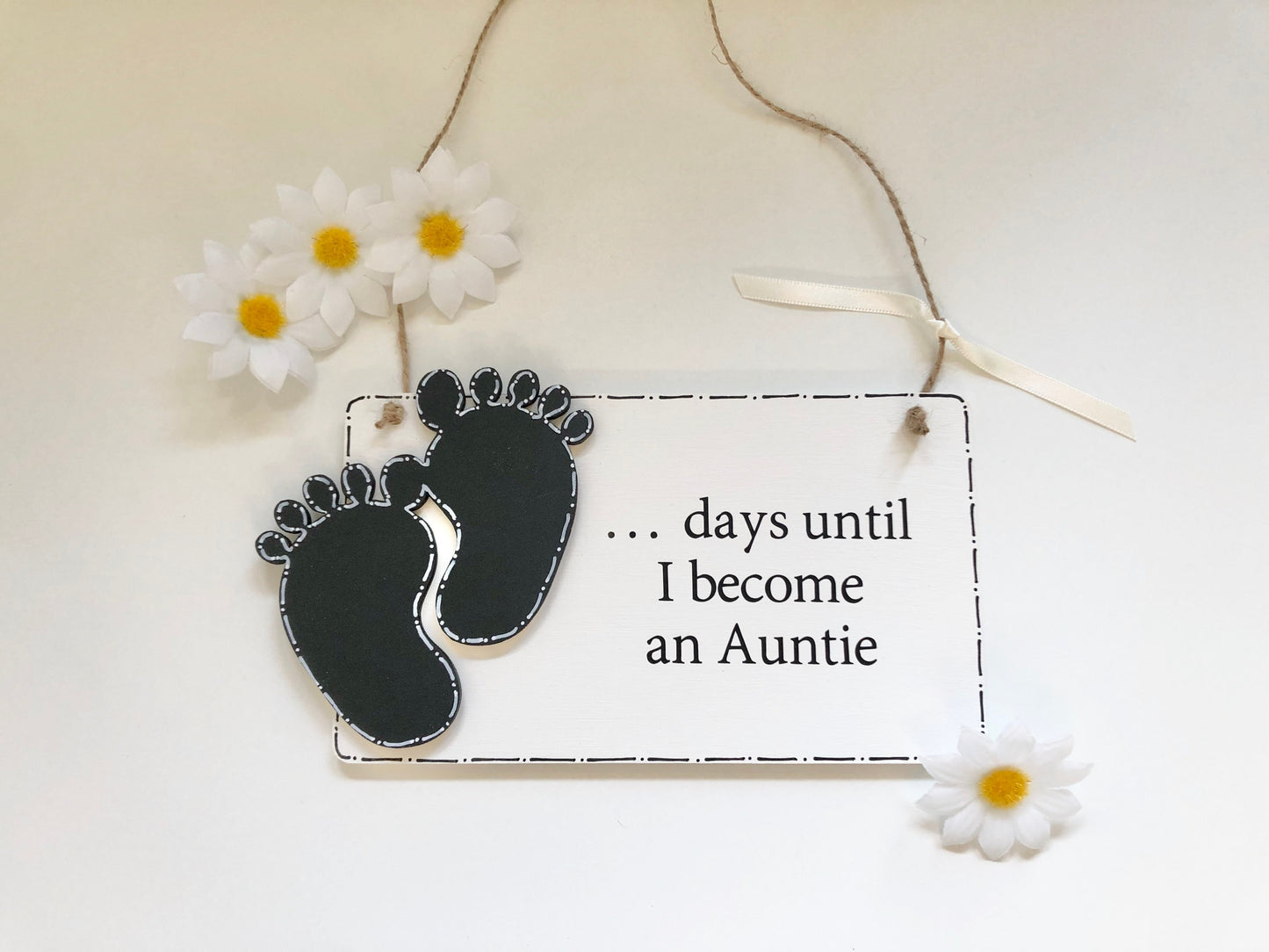 Wooden Days Until I Become An  Auntie Aunty Baby Countdown Plaque