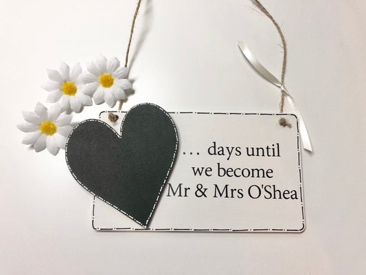 Personalised Wooden Wedding Countdown Plaque