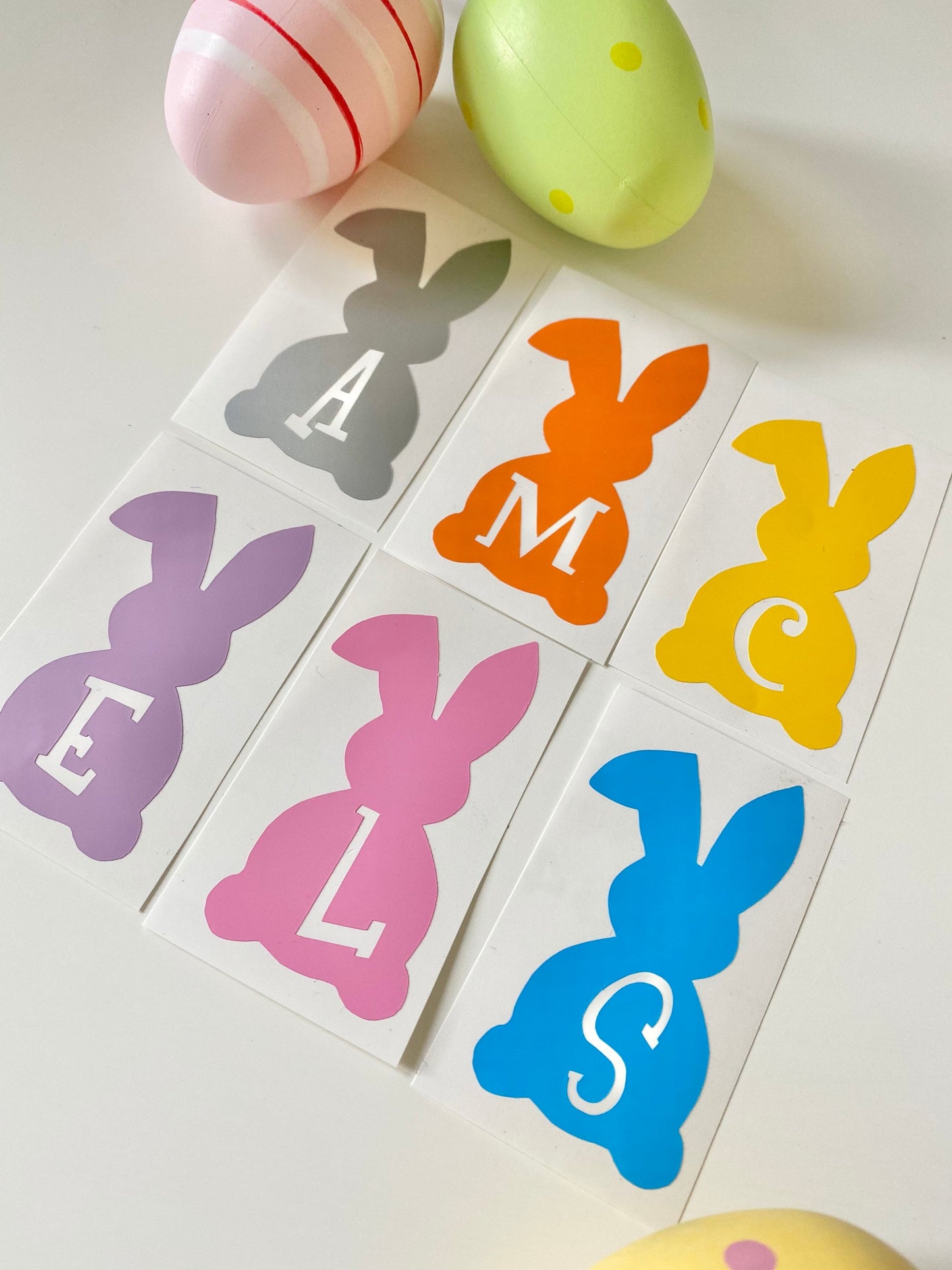 Personalised Initial Easter Bunny Vinyl Decal Sticker