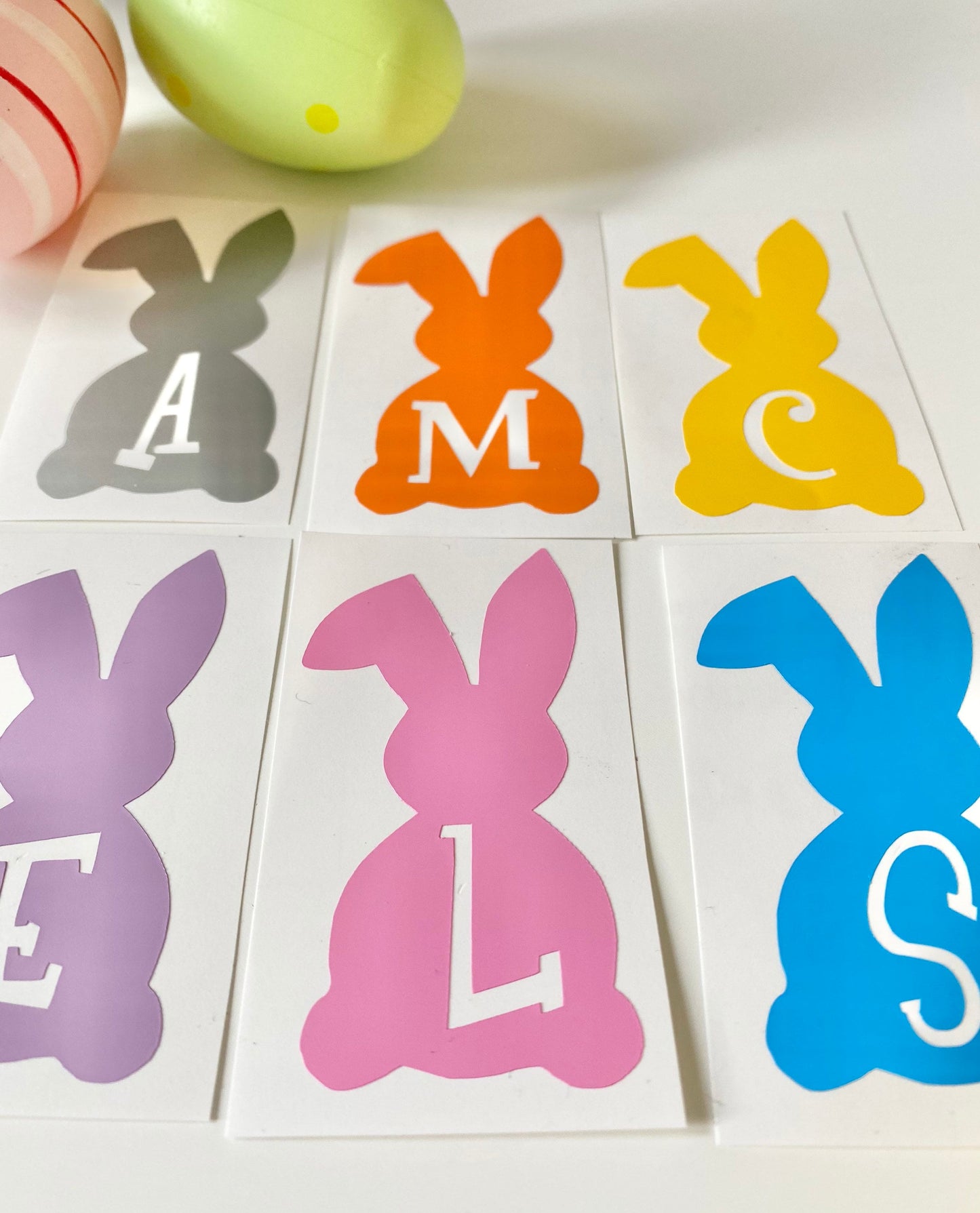 Personalised Initial Easter Bunny Vinyl Decal Sticker