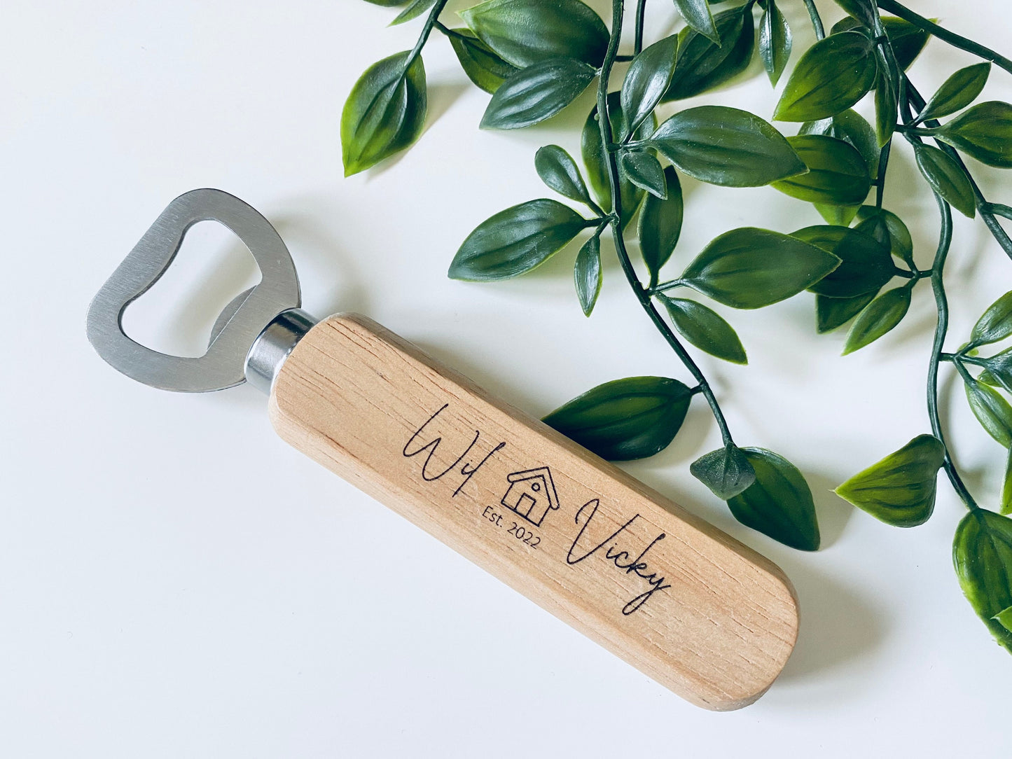 Personalised Wooden Bottle Opener - House Warming Gift - Laser Engraved