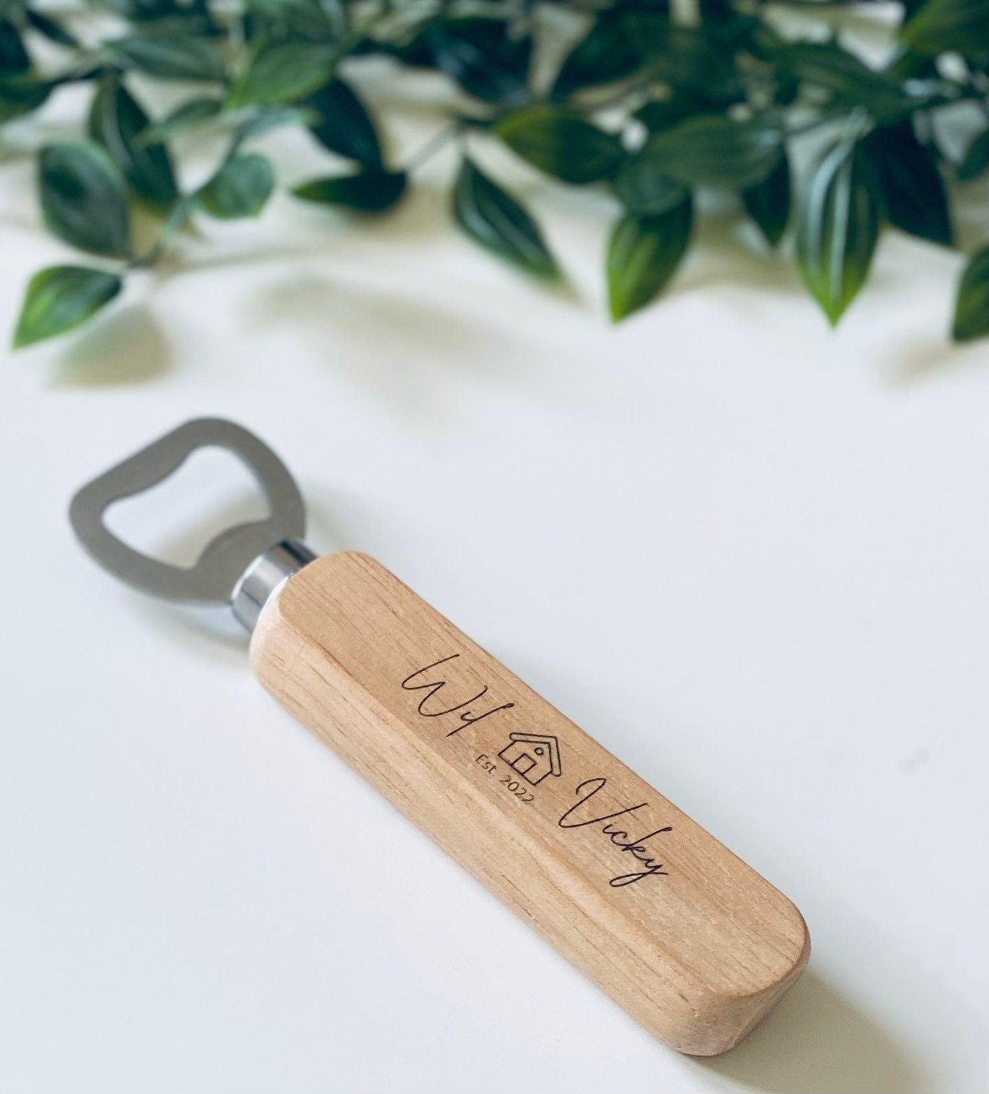 Personalised Wooden Bottle Opener - House Warming Gift - Laser Engraved