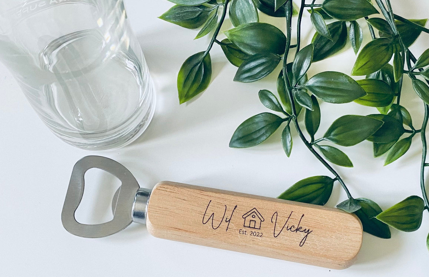 Personalised Wooden Bottle Opener - House Warming Gift - Laser Engraved