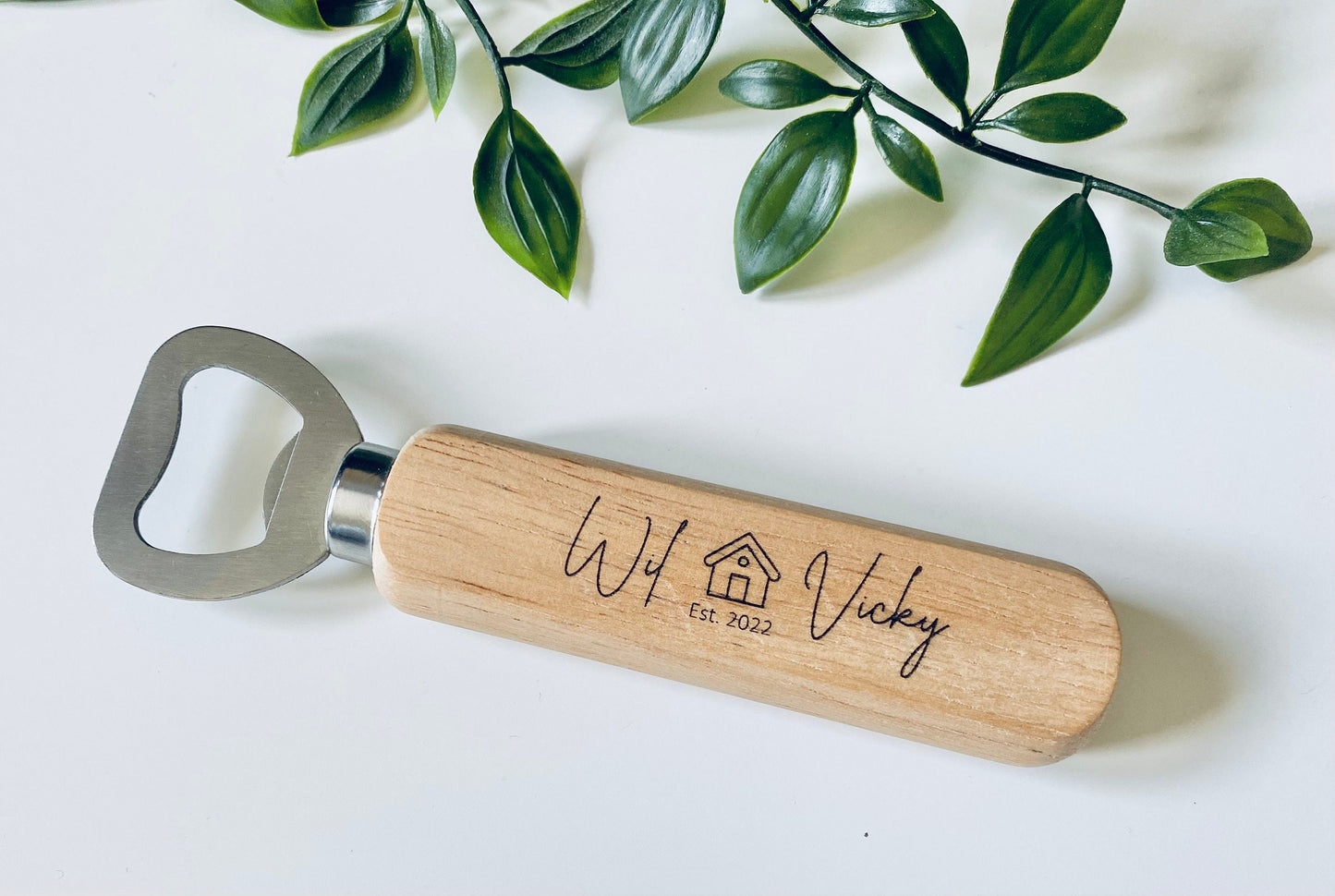 Personalised Wooden Bottle Opener - House Warming Gift - Laser Engraved