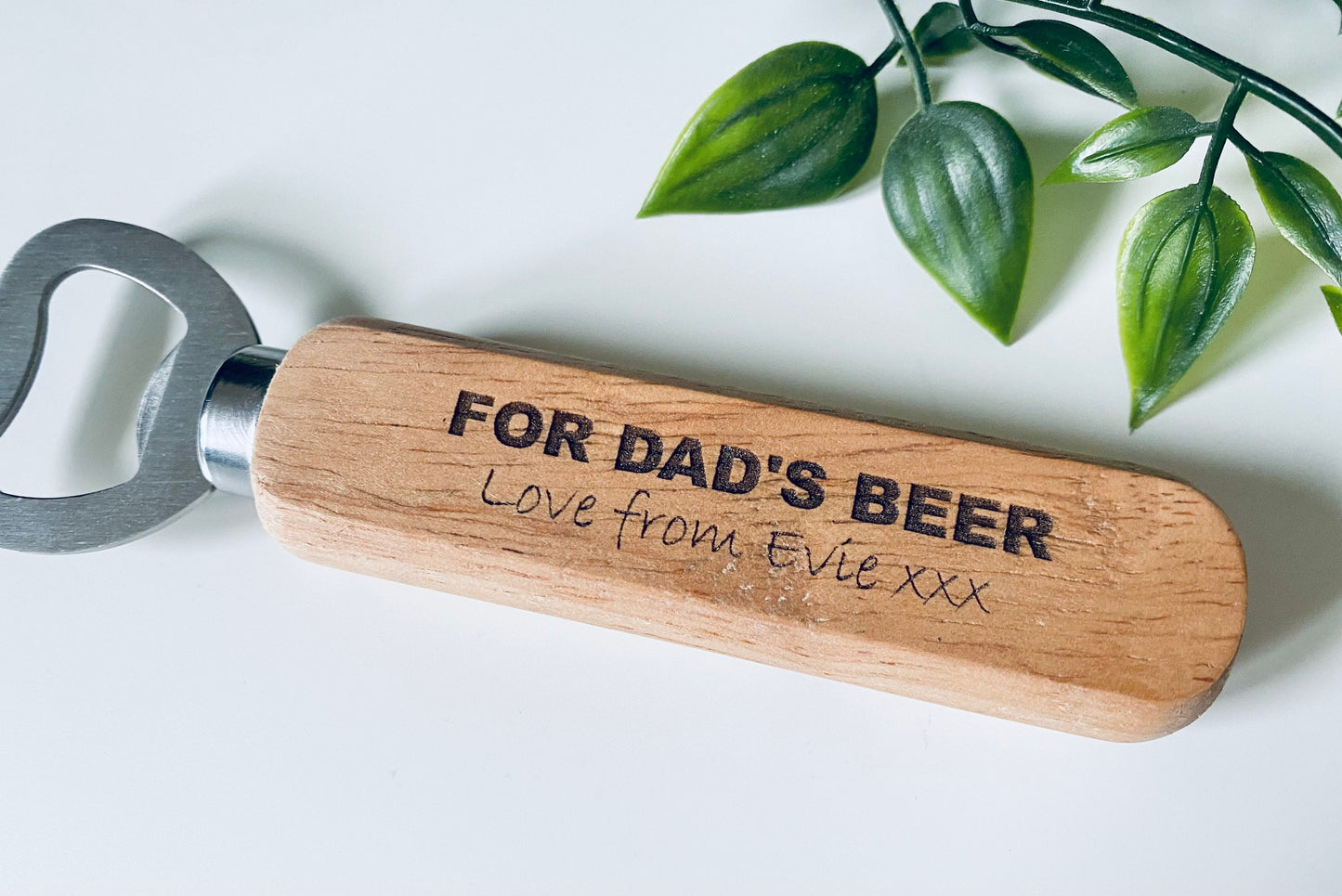 Personalised Dads Beer Wooden Bottle Opener - Fathers Day Gifts,1st Fathers Day - Laser Engraved