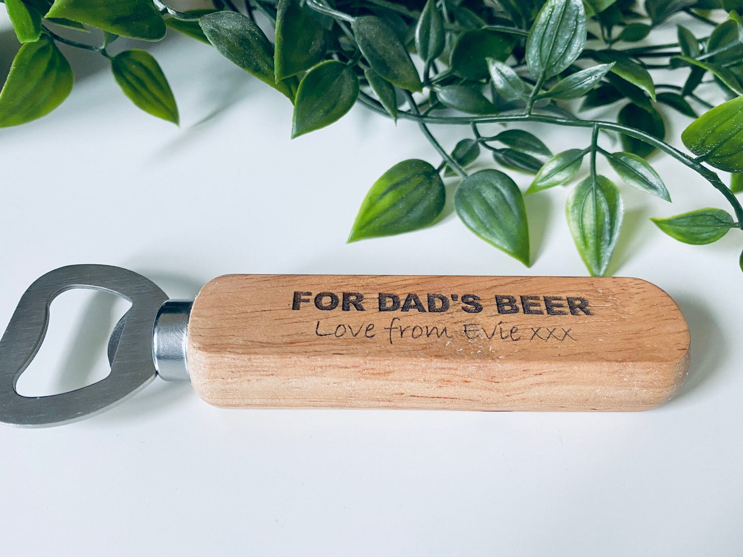 Personalised Dads Beer Wooden Bottle Opener - Fathers Day Gifts,1st Fathers Day - Laser Engraved