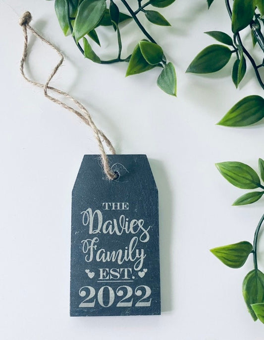 Personalised Rectangle Slate Tag Family Gifts Ideas - Laser Engraved