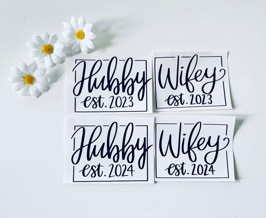 Husband & Wife Wedding Vinyl Decal Stickers