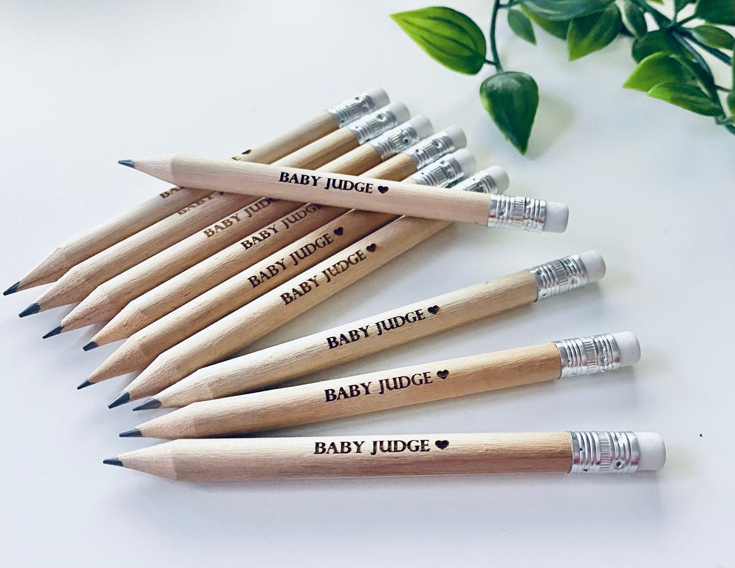 Personalised Wooden Pencils With White Rubber - Baby Shower Favours - Laser Engraved