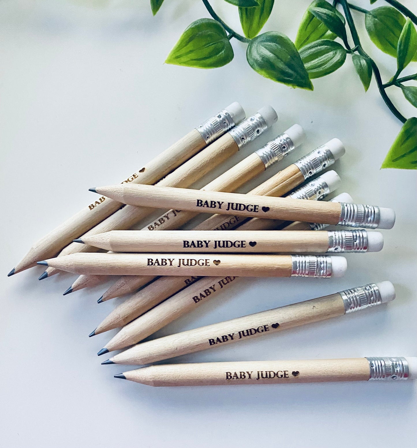 Personalised Wooden Pencils With White Rubber - Baby Shower Favours - Laser Engraved