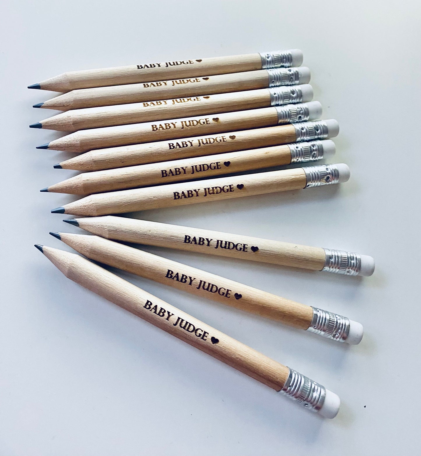 Personalised Wooden Pencils With White Rubber - Baby Shower Favours - Laser Engraved