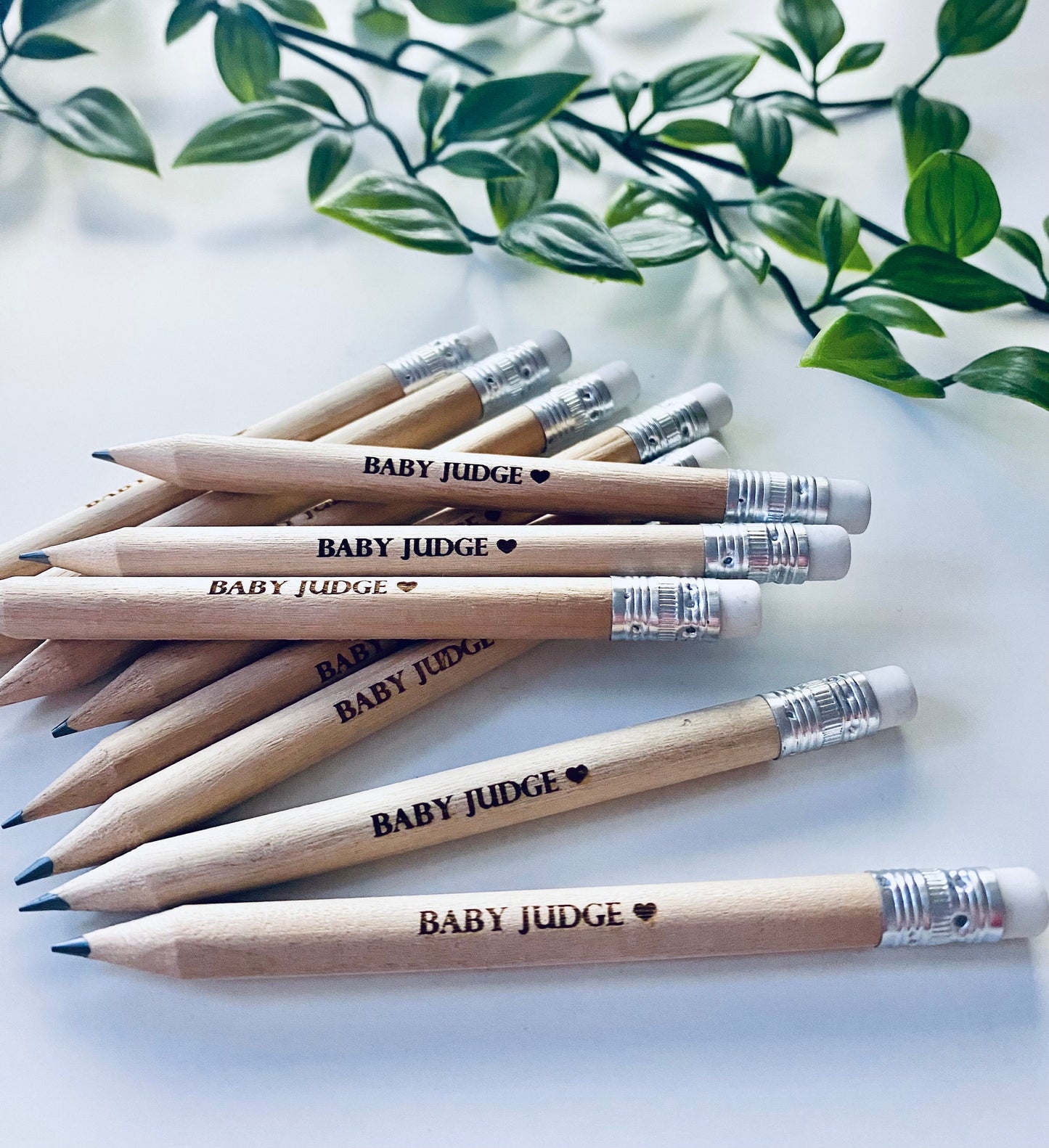 Personalised Wooden Pencils With White Rubber - Baby Shower Favours - Laser Engraved