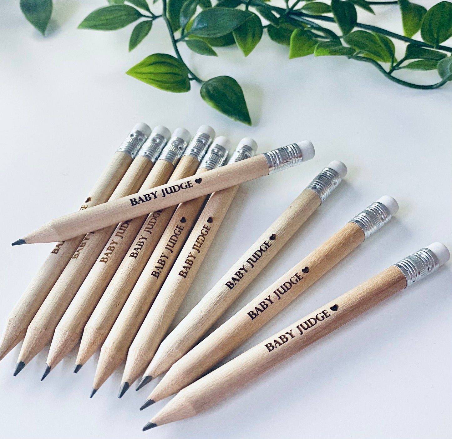 Personalised Wooden Pencils With White Rubber - Baby Shower Favours - Laser Engraved