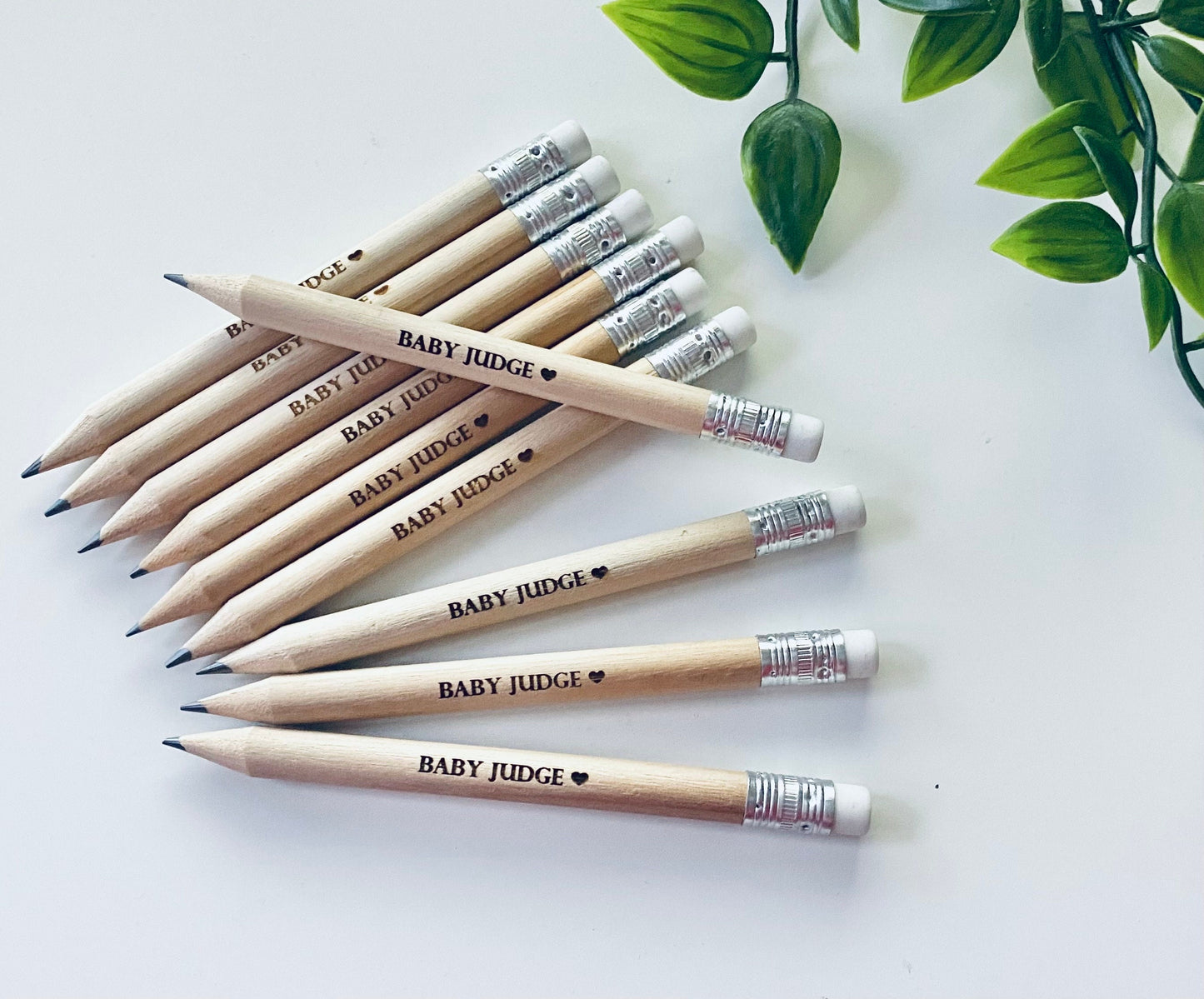 Personalised Wooden Pencils With White Rubber - Baby Shower Favours - Laser Engraved