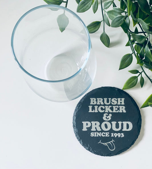 Brush Licker With Year Round Slate Coaster - Personalised Laser Engraved Gift Ideas