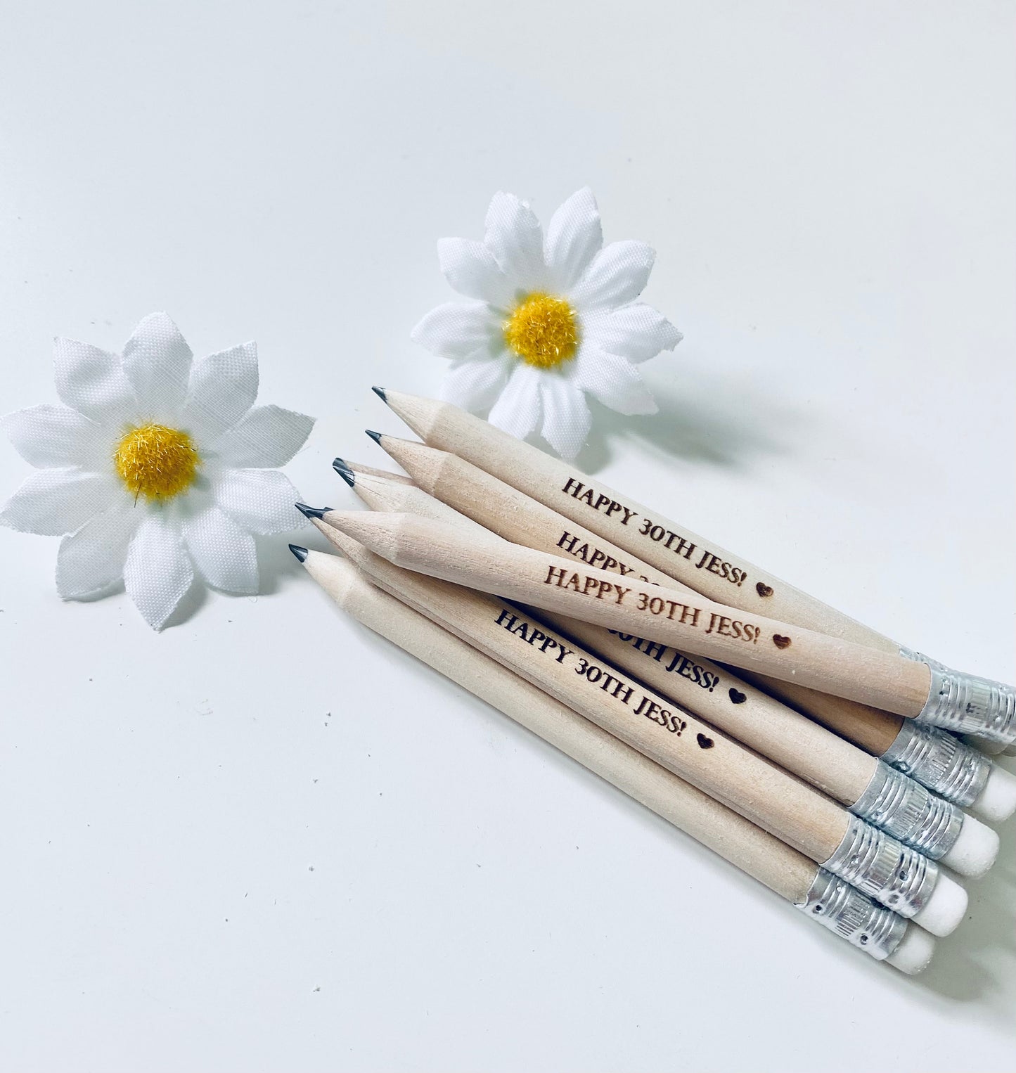 Personalised Birthday Pencils With White Rubber - Birthday Party Bag Favour Ideas - Laser Engraved