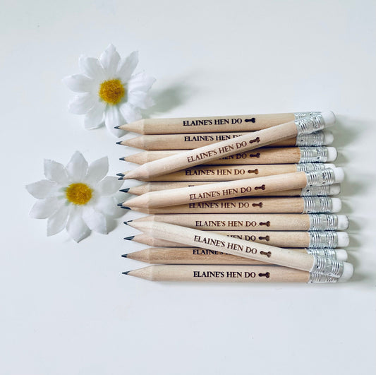 Personalised Willy Hen Party Pencils With White Rubber - Hen Party Favour Ideas - Laser Engraved