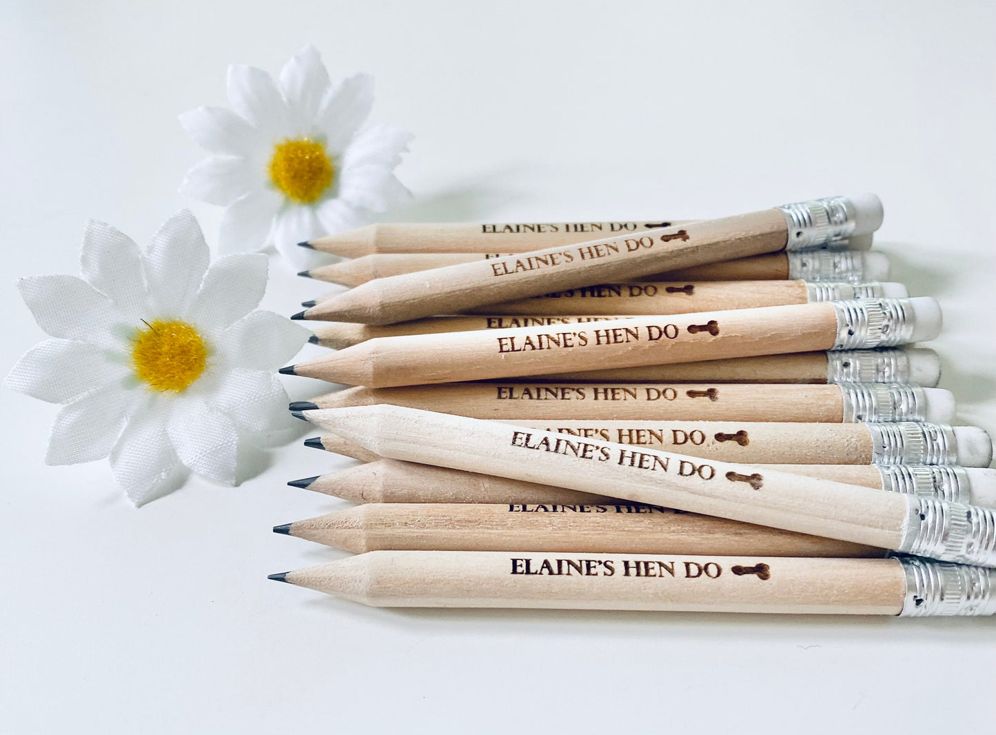 Personalised Willy Hen Party Pencils With White Rubber - Hen Party Favour Ideas - Laser Engraved