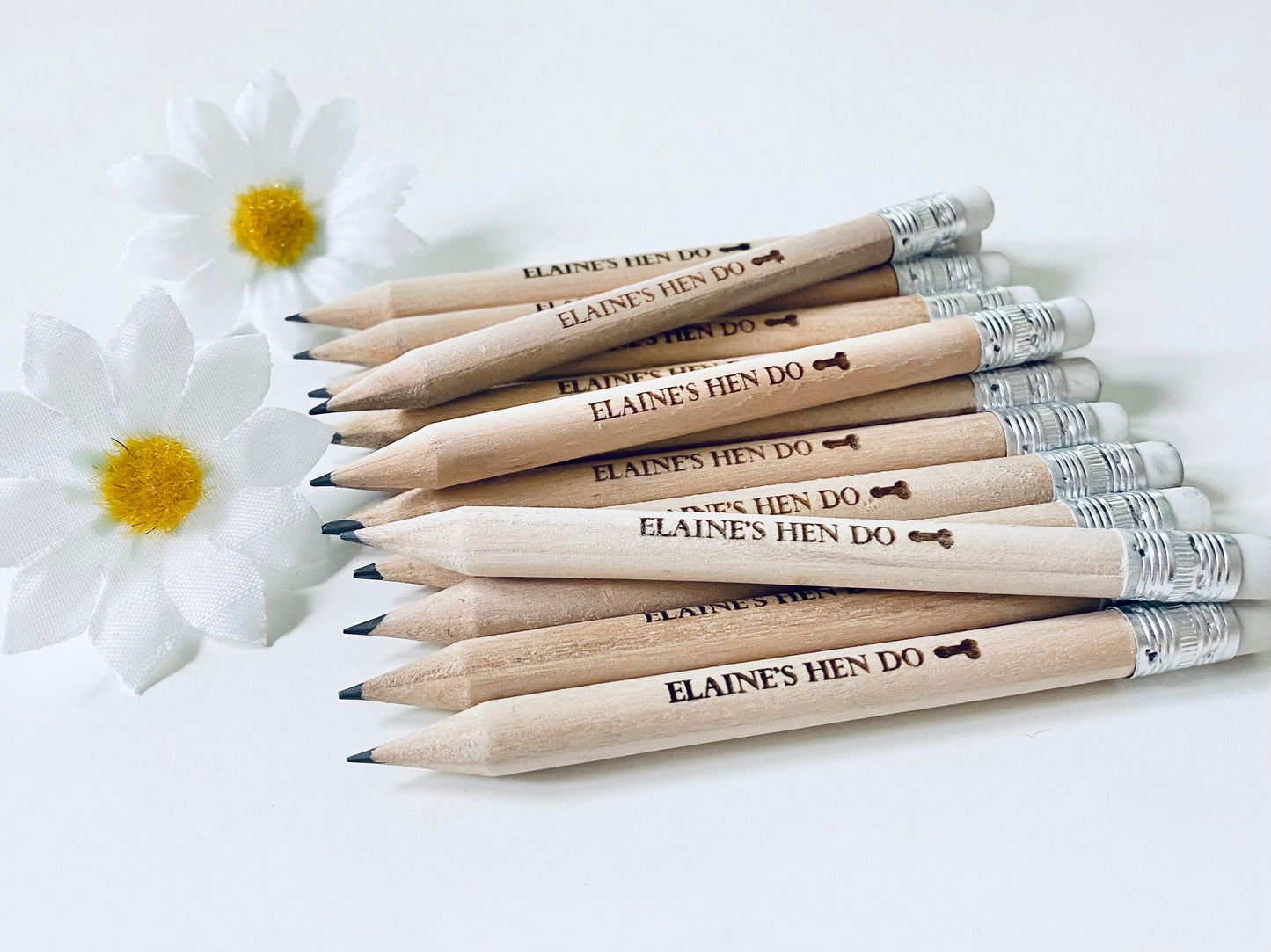 Personalised Willy Hen Party Pencils With White Rubber - Hen Party Favour Ideas - Laser Engraved