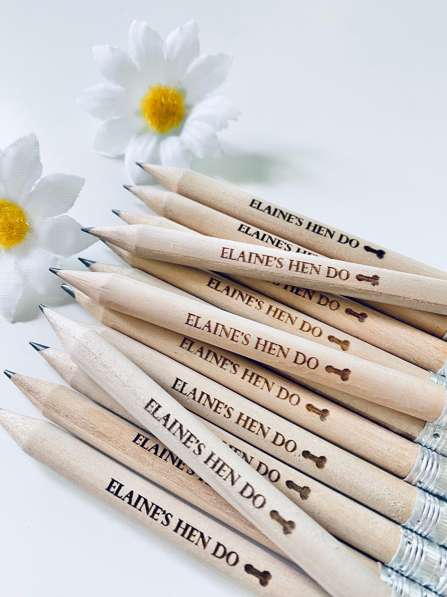 Personalised Willy Hen Party Pencils With White Rubber - Hen Party Favour Ideas - Laser Engraved